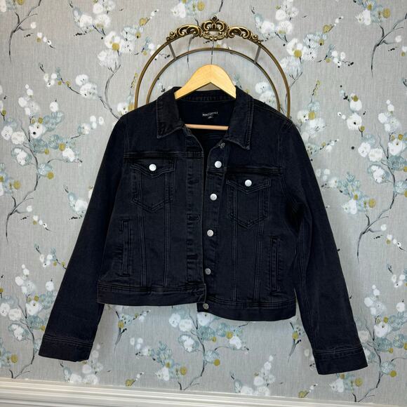 J Crew Mercantile Black Denim Long Sleeve Button Up Jacket - Size Large - Picture 1 of 6